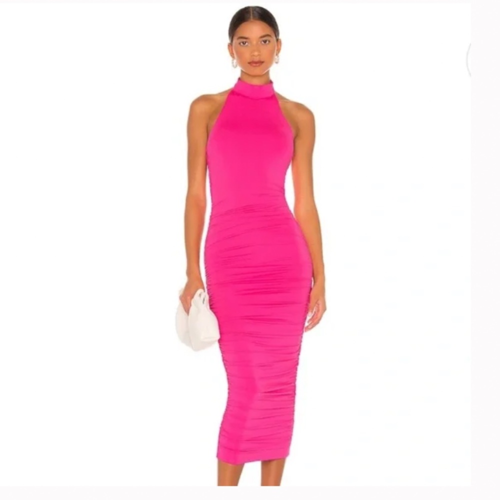 SUPERDOWN Hot Pink Mallory High Neck Dress
